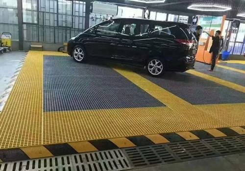 洗車玻璃鋼格柵板鋪設時怎么設計排水溝？